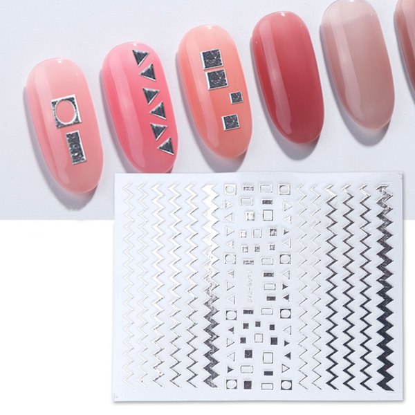 6 Nagelstickers Guld och Silver 3D Nagelstickers Geometriska mönster Nagelstickers Nageldekor