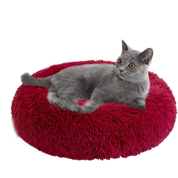 Dyrebed til katte og hunde Rundt plys hundebed kattebed i donutform Farve og størrelse valgfri (Diameter 80 cm, )