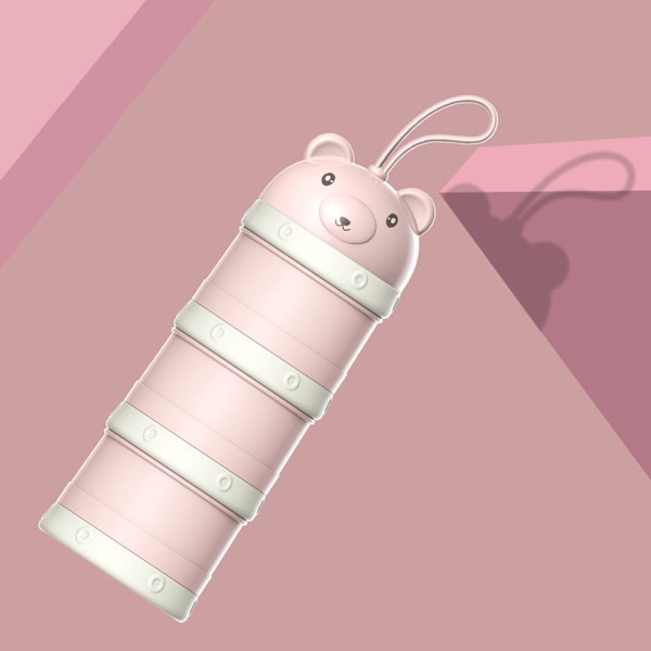 Melkepulverdispenser for baby, stabelbar beholder for blanding av melkepulver, Mixie-flaske for reiser