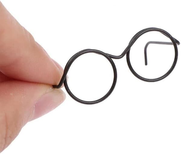 Toy Glasses, Mini Spectacles Round Lensless Frames Doll Accessories Decorations For Kids, 3*2.2*1.2cmblack10cps