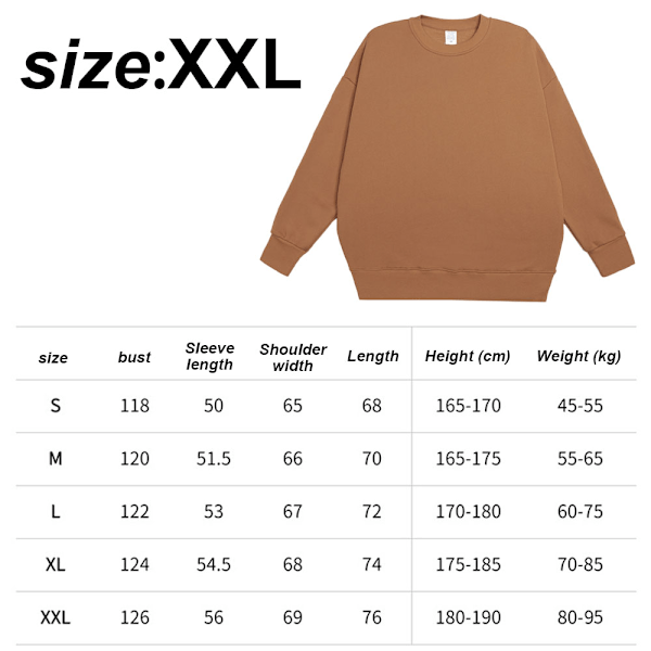 12.3 oz Mænds Fleece Crewneck Sweatshirt Tyk Løstsiddende Blød Basic Pullover Sweatshirt (brun)