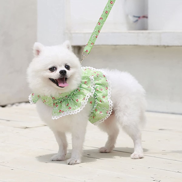 Pet Blomster Outfit Tøj Forår Sommer, Sød Hvalp Sele