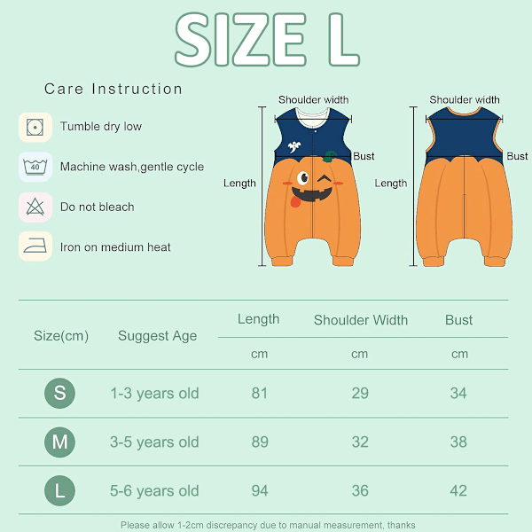 Unisex baby höst/vinter bärbar toddler ärmlös fotsovsäck, pumpa