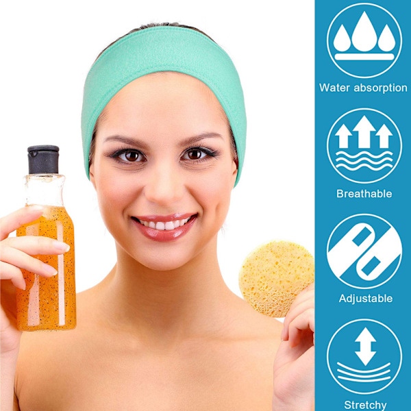 Spa ansiktsband Makeup pannband Justerbar handduk för ansiktsrengöring och dusch, 3 stycken