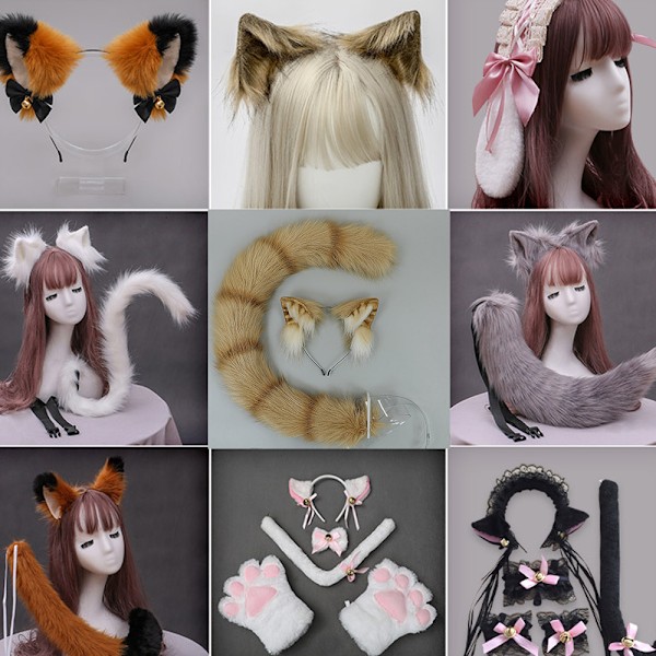 Anime Party Kattekostyme Katteører Hale 80cm Revhale Barnegave (Katteører Hale)