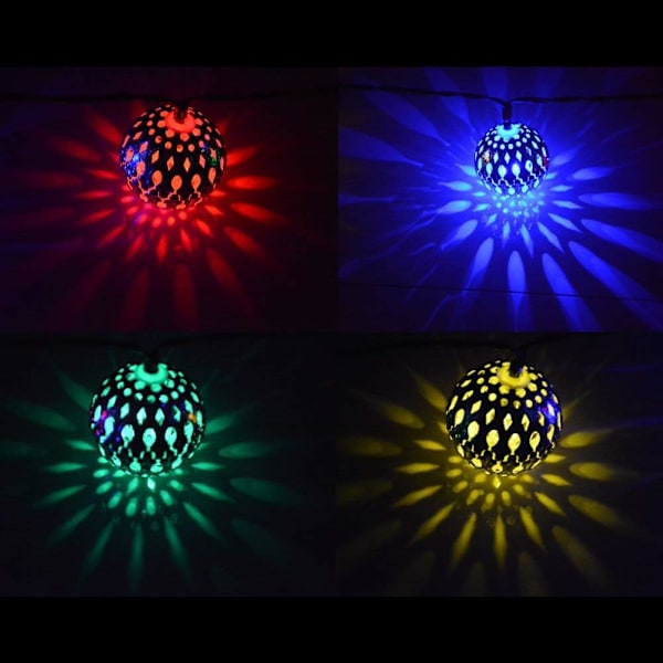 Solar String Lights - Flerfärgad Marockansk Lights String 20 LED Globe String Lights 15ft Solar Decor Lights Utomhusdekoration för uteplats bakgård