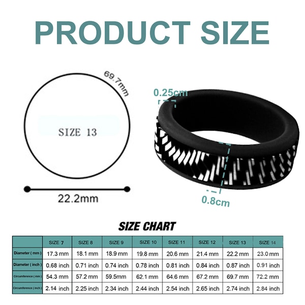 Silikonbryllupsringe til mænd, åndbar design silikone ringe til mænd, kant gummi bryllup forlovelsesringe komfort til træning, 8mm bredde 2,5mm tyk