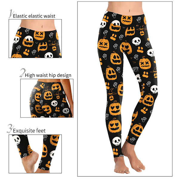 Tryckta Leggings för Kvinnor Halloween Leggings Halloween Kostym Leggings Stretchiga Roliga Löpbyxor Tights Tränings Leggings Byxor