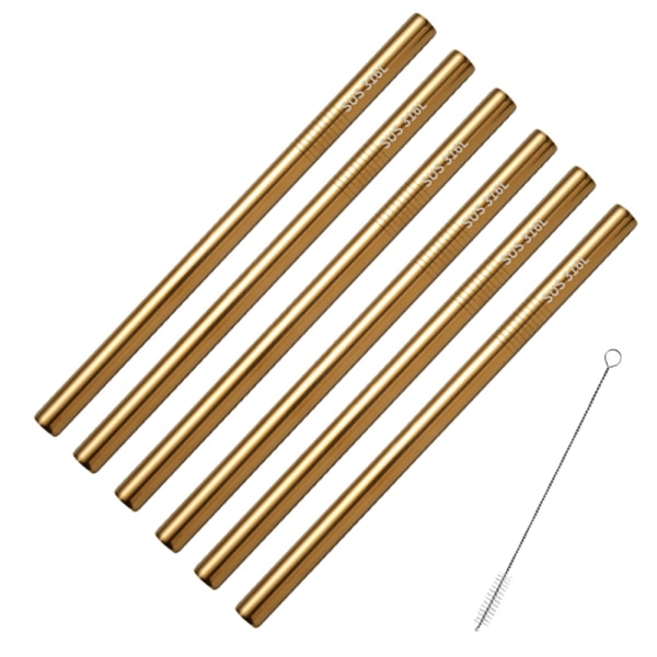 Reusable Stainless Steel Smoothie Straws - Set of 6