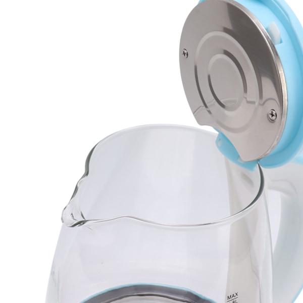1800W Elektrisk Vandkoger 2L Varmt Vandkoger Bred Åbning Glas Tekoger Automatisk Afbrydelse Kogtør Beskyttelse EU Stik 220V Blå