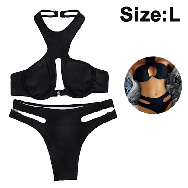 Sexig & Söt Underwired Halterbikini Set för Kvinnor, Korsad Baddräkt i 2 Delar