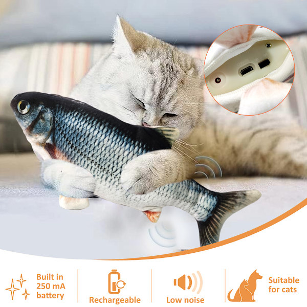Katt leksaker Flopping fisk med SilverVine och Catnip, Flyttande katt kicker, Floppy Wiggle fisk för små hundar