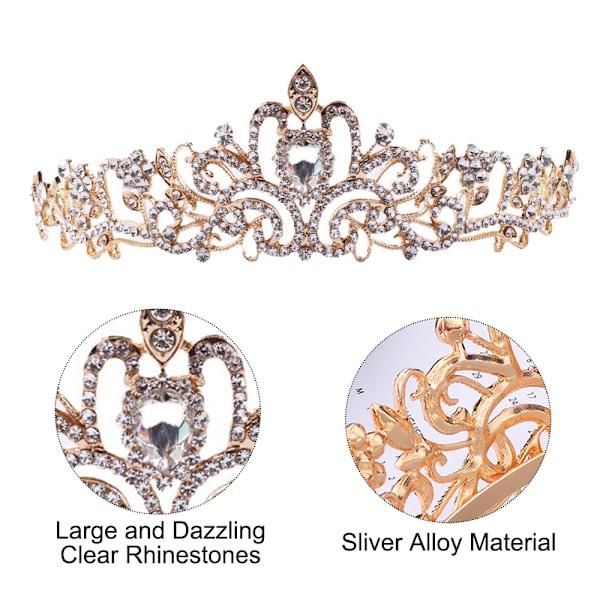 Bryllupskrone Rhinestone Pandebånd Piger Prinsesse Fødselsdagsfest Bryllup Tilbehør, Juleferiegave Til Kvinder