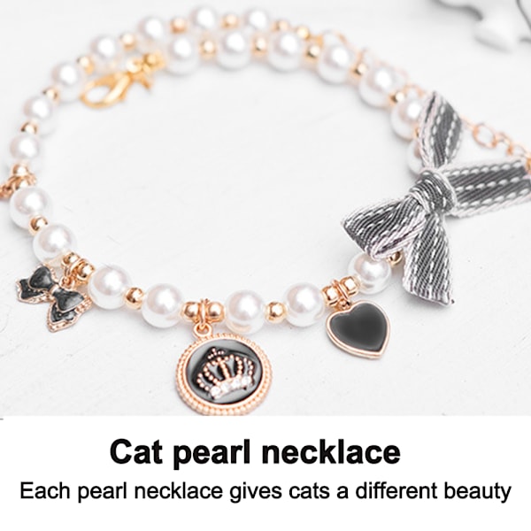 Halsband med pärlor för hund och katt, bling-accessoarer, band, kärlekshänge, husdjurssmycke för valpar, chihuahua, yorkie, justerbart, handgjort