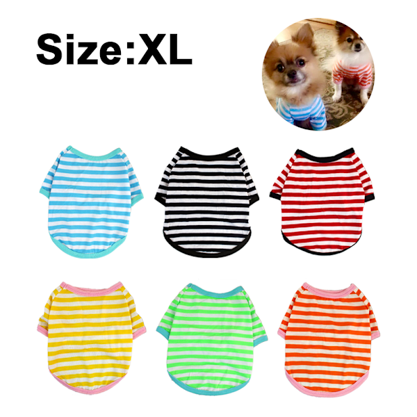 6 Stykke Hund Stribet T-shirt Hund Skjorte Åndbar Kæledyr Tøj Farverige Hvalp Trøje Hund Tøj