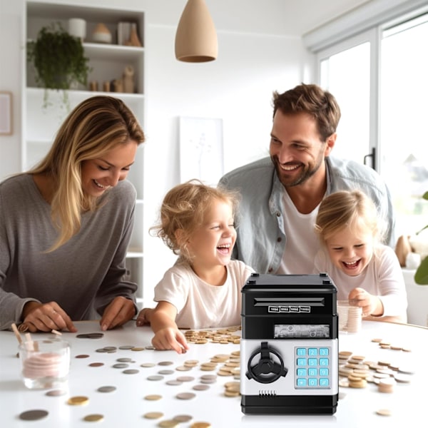 Spargris för barn, pengautomat spargris, elektronisk spargris med lösenordsskydd, automatisk papperspengar-rullande spargris, ATM-sparbanksautomat, fantastisk