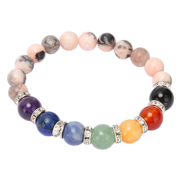 Chakra Armband Elastiskt Snöre Stressreducerande Avslappnande Tätt Ansluten Pärlband för Meditation Fest Healing Rosa