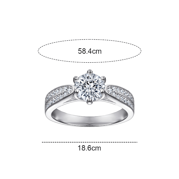 Forlovelsesring i Sterlingsølv med Kubisk Zirkonia til Bryllup | Fremragende Slibning, Klarhed og Fint Poleret