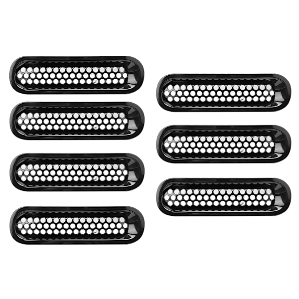7 stk. Bil ABS Plastik Mesh Grill Gitterudskiftning Passer til Jeep Wrangler 2007-2017 Sort