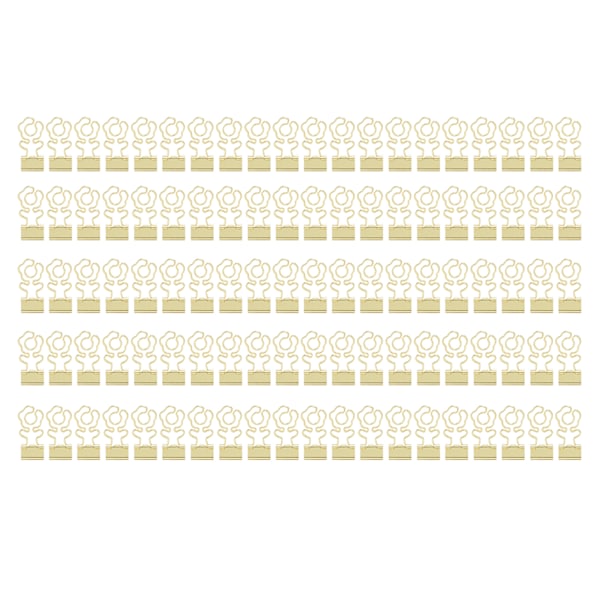 100 st Mini Bindningsklämmor Blomma Form Stark Klämkraft Metall Lång Svans Klämmor Kontorsmaterial Guld