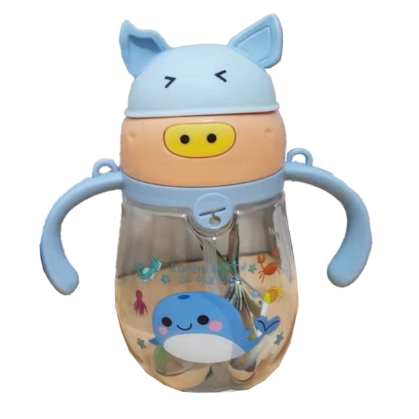 Baby Sippy Cup med Vektet Straw, Overgangsflaske, Spillefri Småbarnskopp med Håndtak