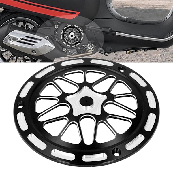 Motorcykel Motorblæserbeskyttelsesdæksel Beskyttelsesetui Aluminium Legering Udskiftning til Vespa Sprint Primavera 150 2013‑2021 Sort