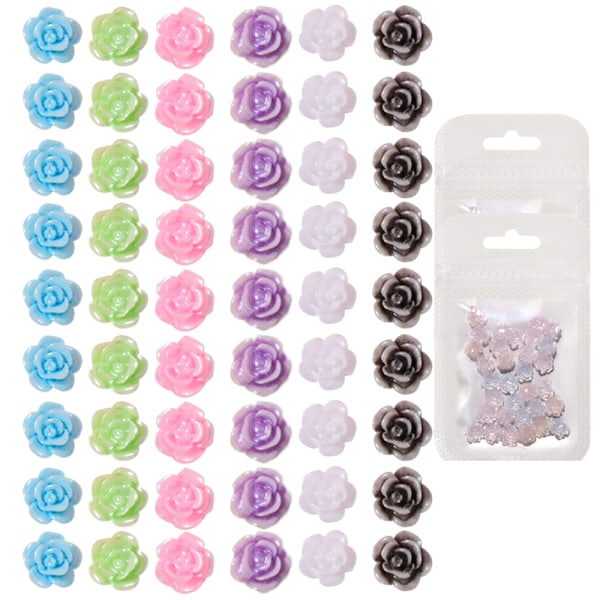 240 kpl Kukka Koristeita Kynsi Taidetta Charm tai korujen valmistukseen, 3D Litteä Takaosa Resin Beads Manikyyri Monivärinen Kukat