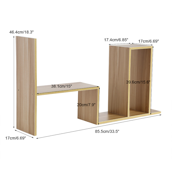 DIY Bordskrive Oppbevaringsstativ Display Hylle Organizer Benkeplate Bokhylle Tre Farge