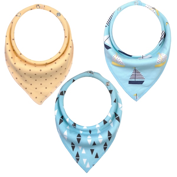3-pack Baby Bandana-haklappar för pojkar och flickor med justerbara tryckknappar, ekologisk bomull, mjuk och absorberande