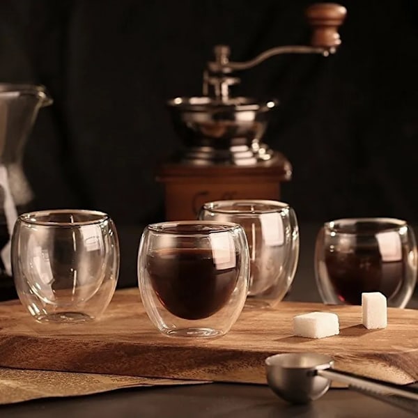 Nya 1/4/6-pack Dubbelväggiga Shotglas Dubbelväggiga Espresso-kaffekoppar 80ml /250ML/350ML/450ML