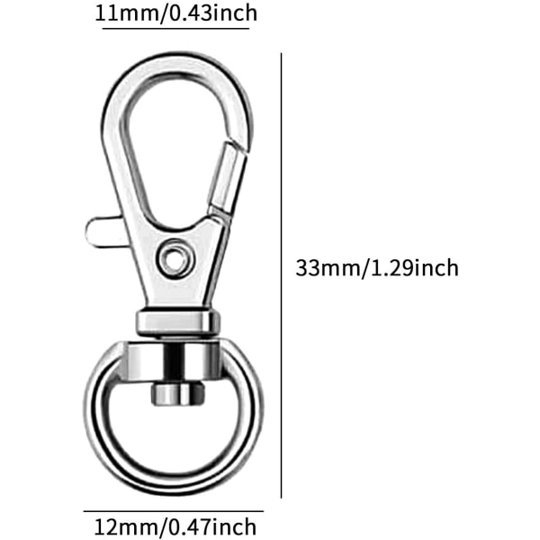 10 stk Lanyard-klips med 360 graders metallrotasjonsklemme