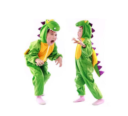 Halloween børne grøn dinosaur realistisk kostume L