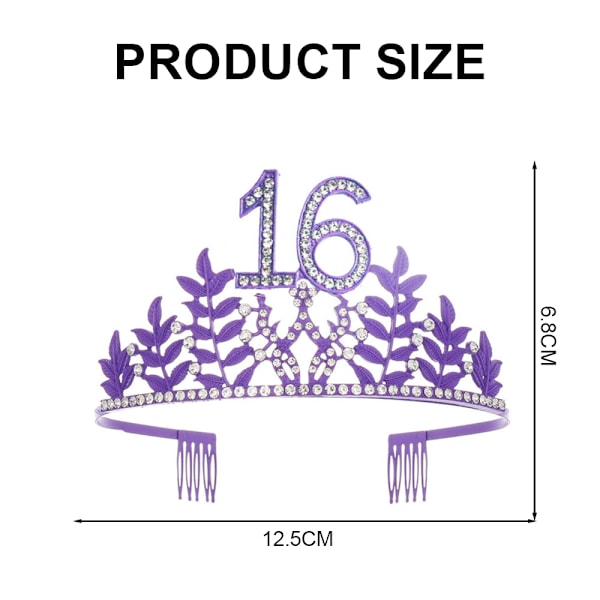 16. syntymäpäiväsash ja timantti tiara setti, Onnellinen 16. syntymäpäivälahjat hänelle 16. syntymäpäiväkoristeet naisille