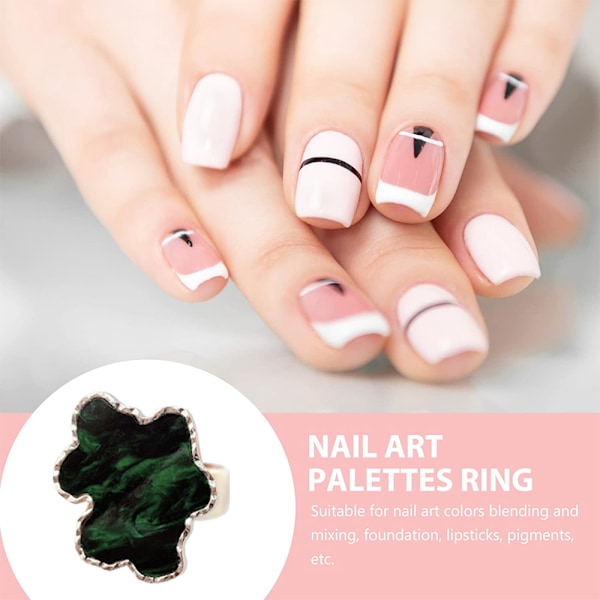 3 stk. Harpiks Neglekunst Paletter med Justerbare Fingerringe, Gel Polish Farveblandingsplade
