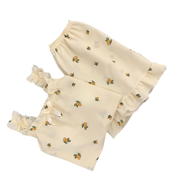 Camisole Pyjamas Tvådelad Set med Bröstkuddar Lös Mjuk Hudvänlig Sommarpyjamas Set för Flickor Orange XL