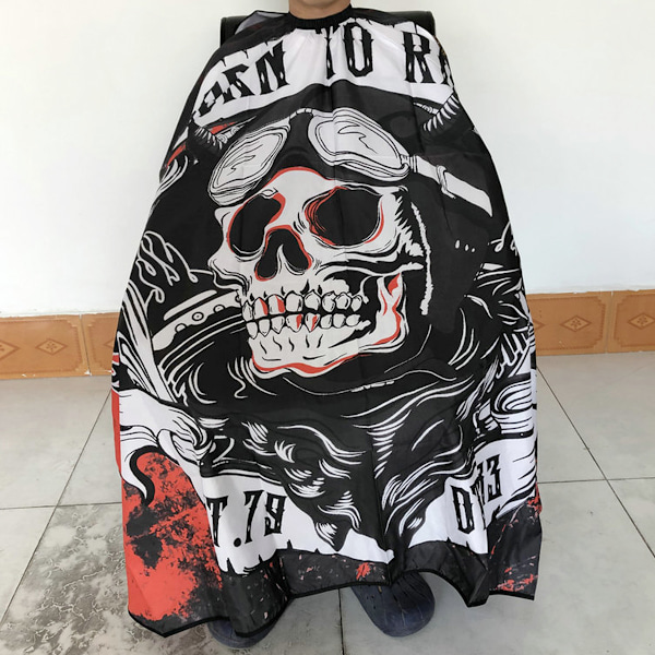 Barber Cape, Salong Kapp for Hårklipp Vanntett Pongee Kapp for Hårklipp Stor Barber Kapp for Hårklipp 63''x55''  (Skummel Skalle Rød)