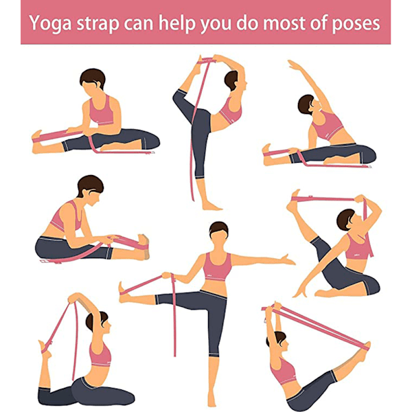 Yoga Strap Stræk Bånd med Justerbar Metal Ring Spænde Loop | Fitness Strækning til Yoga, Pilates