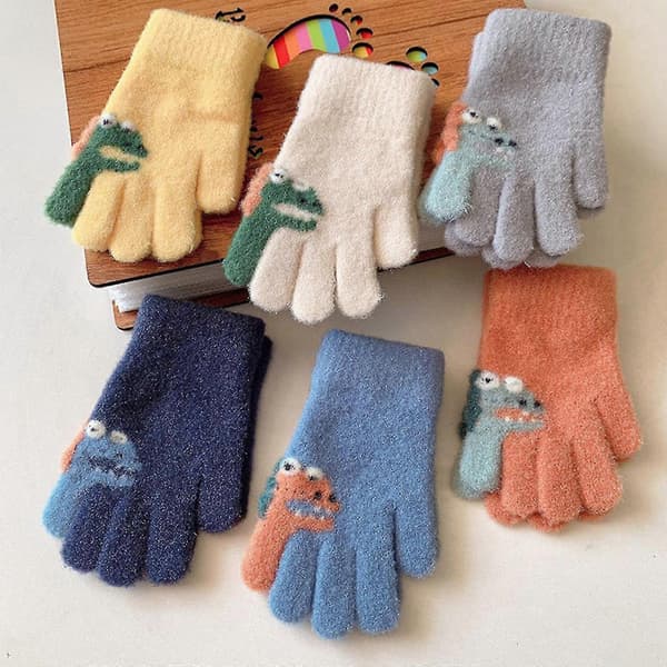 Dyr Elementer Mønster Handsker Vinter Varme Strikkede Handsker Med Fuld Finger Hold Varm Gray
