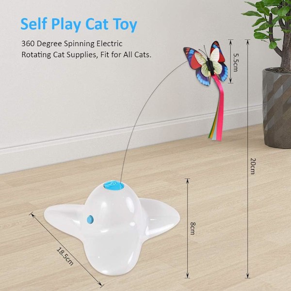 Katt leksaker, interaktiv katt leksak fjäril rolig övning elektrisk fladder roterande kattunge leksaker, katt teaser med ersättning