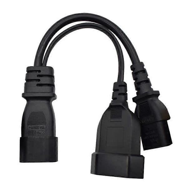 Y-formet splitterkabel, IEC320 3-polet C14 til han C13 + 2-hullers EU 4,0 mm hunstik AC-strømkabel