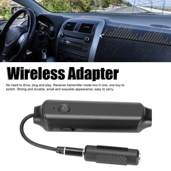 Bluetooth 5.0 Audio Receiver Transmitter Portable 2 in 1 Wireless 3,5 mm Jack Adapter för bilmobiltelefon surfplatta