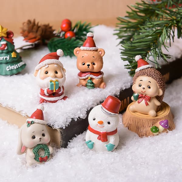 6 stycken julgranar i resin, små djur, Crea