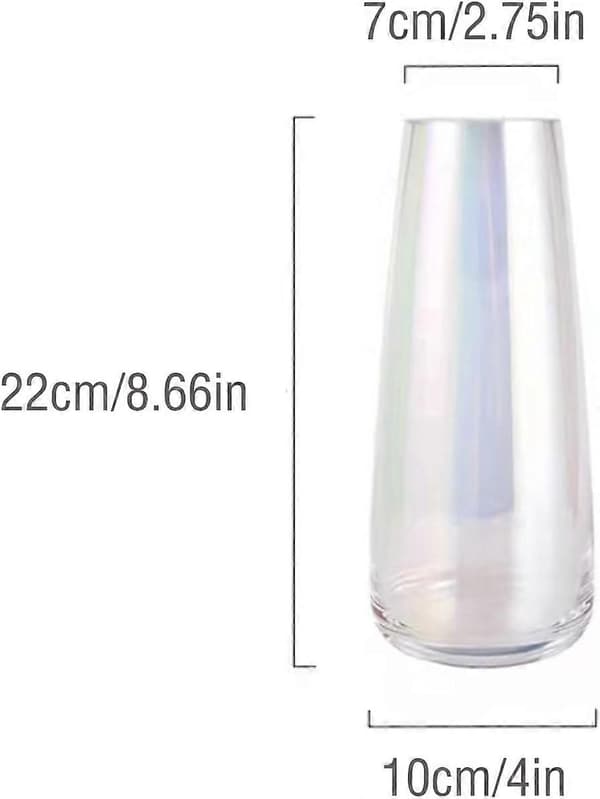 Färgglad glasvas för blommor, iriserande glasvas, modern hög glasvas, modern inredning för hem, kontor, vardagsrum