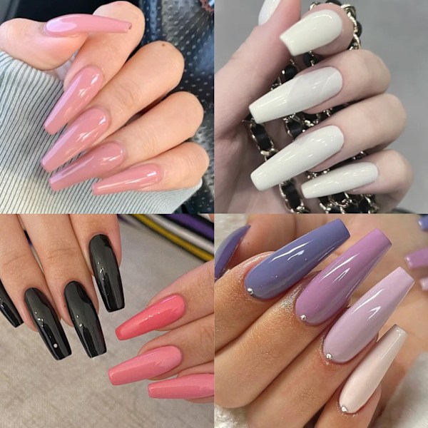 24 Färger Matta Pressade Naglar, Falska Naglar, Akryl Falska Naglar Set, Kvadratiska Korta Pressade Naglar, Små Nagelspetsar Rosa Falska Naglar