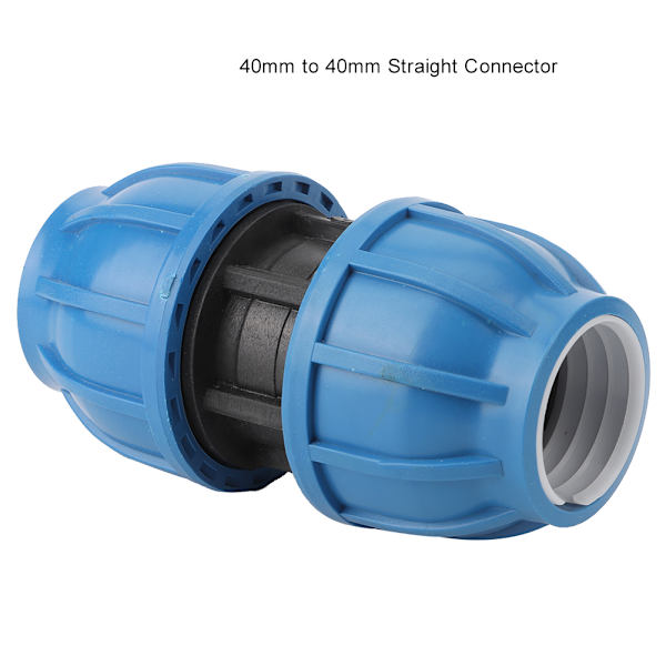 PE Plast Hållbart Vattenrör Koppling Rakt Koppling Adapter Passar 40mm till 40mm