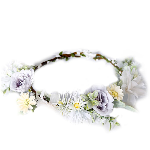 Boho Blomsterhovedbånd Hårkrans Blomsterkrans Krone Halo Hårpynt med Bånd Bryllup Festival Fest