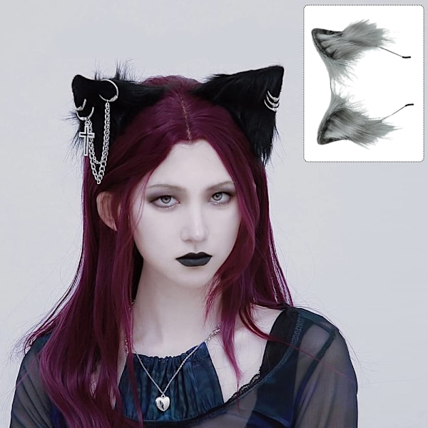 Handgjorda Ginger Cat Wolf Fox Öron Djur Söta Huvudtillbehör för Halloween Jul
