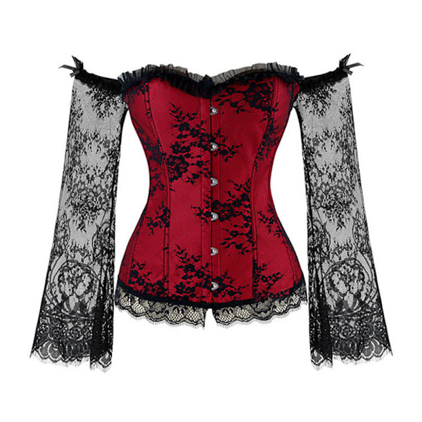Naisten korsetit Bustier Top Gothic Sexy Olkapäähihnoilla - Punainen