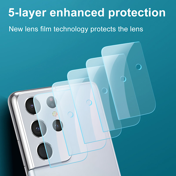 2 stk Samsung Galaxy S21 Ultra - Skjermbeskytter Kamera - Herdet Glass Transparent