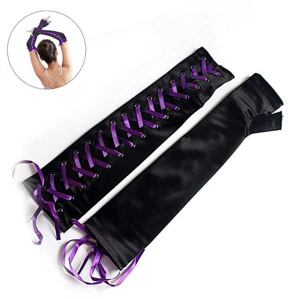 Fishnet Trim Lace Up PU Läderbyxor Tunna Lätta Gothic Punk Leggings för Kvinnor